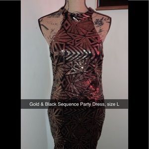 Gold & Black Sequence Party Dress